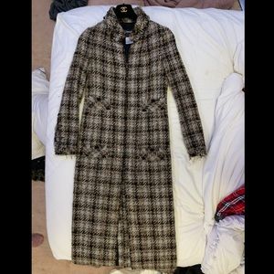 Chanel tweed fringed coat